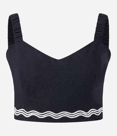 Blusa Cropped con Lino y Bordado en la Bajo 5