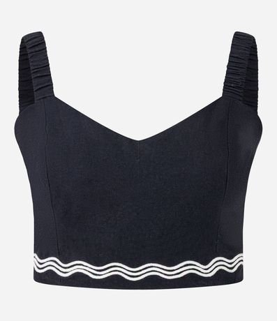 Blusa Cropped con Lino y Bordado en la Bajo 6