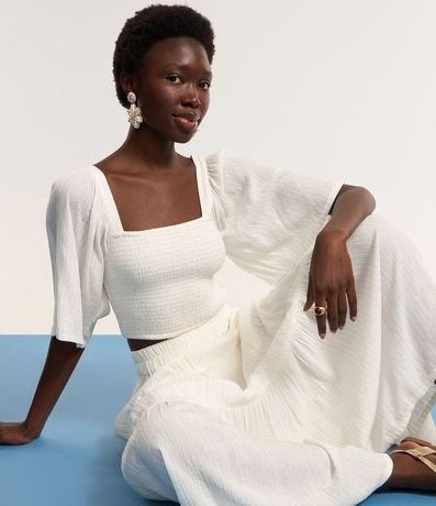 Blusa Croppet con Manga Amplia y Lastex 4