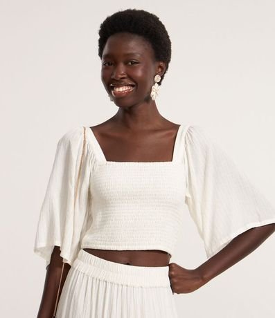 Blusa Croppet con Manga Amplia y Lastex