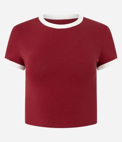 Blusa T-shirt en Algodón con Detalles Contrastantes