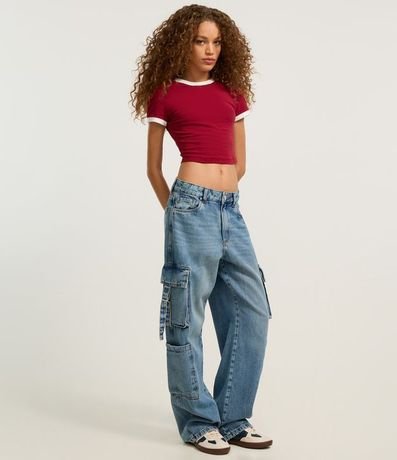 Blusa T-shirt en Algodón con Detalles Contrastantes 2