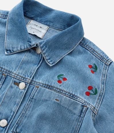 Campera Infantil Jeans con Bordado Cerezas - Talle 5 a 14 años 5