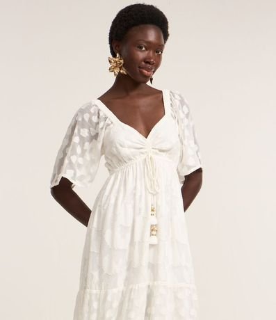 Vestido Largo en Crepé con Volados y Lazo Delantero con Borla 2