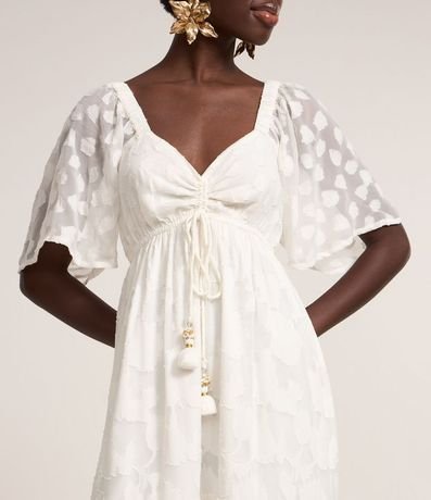 Vestido Largo en Crepé con Volados y Lazo Delantero con Borla 3