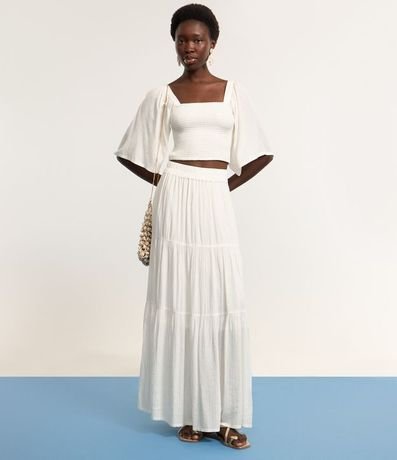 Pollera Larga con Volados e Hilo Metalizado 5