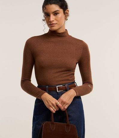 Blusa Texturizada con Cuello Alto y Manga Larga 1