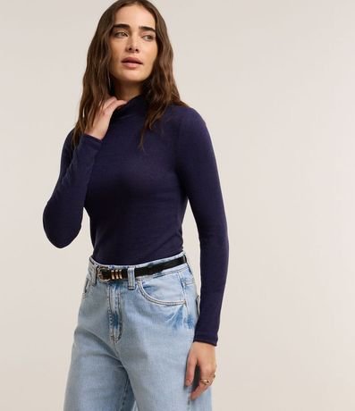 Blusa Texturizada con Cuello Alto y Manga Larga