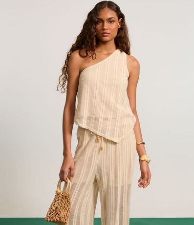 Pantalón Recto en Algodón con Lazo en la Cintura Elástico 5