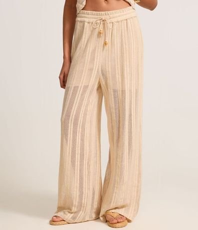 Pantalón Recto en Algodón con Lazo en la Cintura Elástico 3