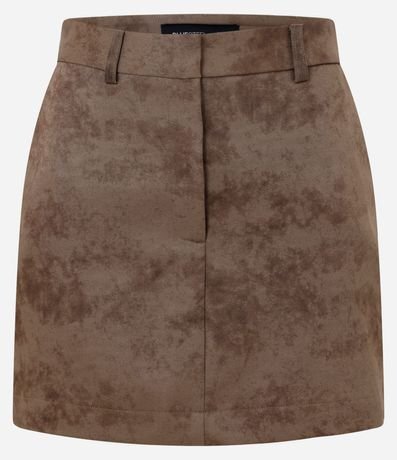 Pollera Mini en Sastrería Manchada con Trabillas y Corte Recto 7