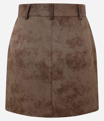 Pollera Mini en Sastrería Manchada con Trabillas y Corte Recto 8