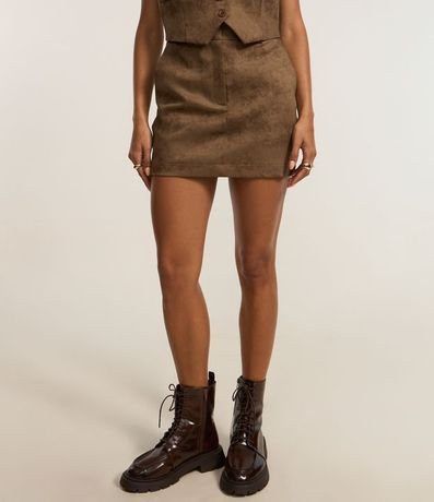 Pollera Mini en Sastrería Manchada con Trabillas y Corte Recto 4