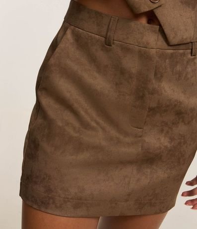 Pollera Mini en Sastrería Manchada con Trabillas y Corte Recto 5