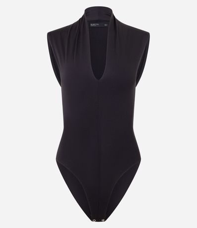 Body en Microfibra con Cuello Alto y Escote V 5
