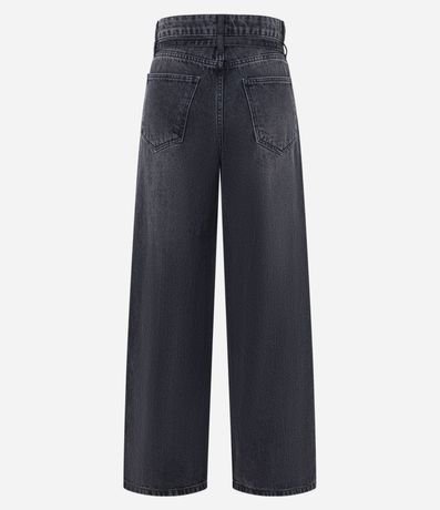 Pantalón Wide Leg en Jeans con Recorte y Cinturón con Hebilla 4