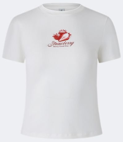 Blusa Baby Look en Algodón con Estampa de Frutilla 6