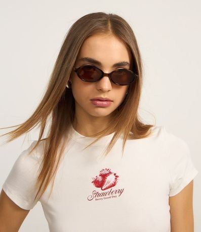 Blusa Baby Look en Algodón con Estampa de Frutilla 2