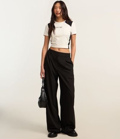 Blusa Baby Look en Algodón con Recortes Contrastantes 2