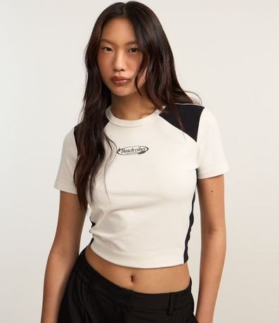 Blusa Baby Look en Algodón con Recortes Contrastantes 3