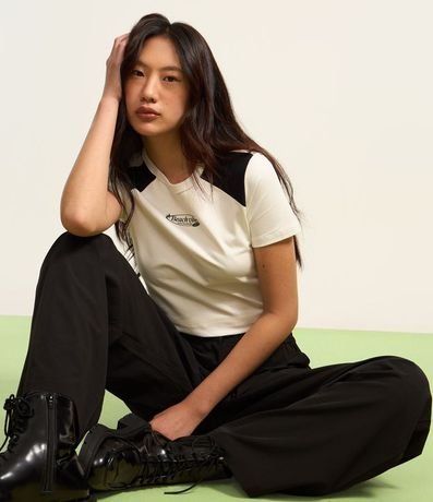 Blusa Baby Look en Algodón con Recortes Contrastantes 5