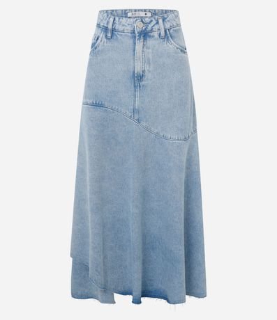 Pollera Midi en Jeans Delave con Bajo Irregular 7
