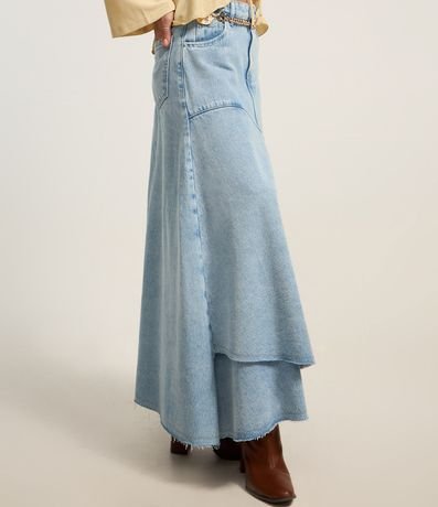 Pollera Midi en Jeans Delave con Bajo Irregular 3