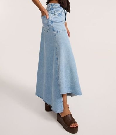 Pollera Midi en Jeans Delave con Bajo Irregular 5