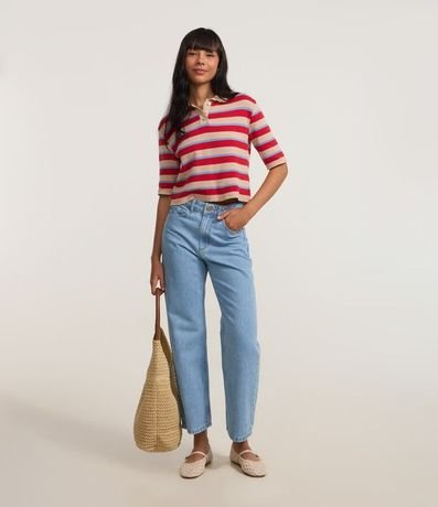 Pantalón Cropped Reta Jeans con Lavado Clássica