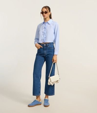 Pantalón Cropped Reta Jeans con Lavado Clássica