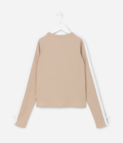 Remera Infantil Acanalada con Raya y Lazos en la Manga - Talle 5  14 años 2