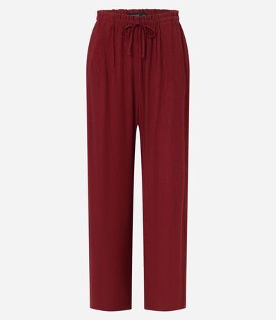Pantalón Recto en Viscosa Texturizada con Lazo en la Cintura 6