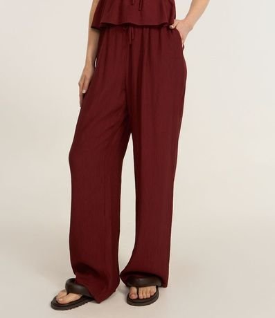 Pantalón Recto en Viscosa Texturizada con Lazo en la Cintura 3