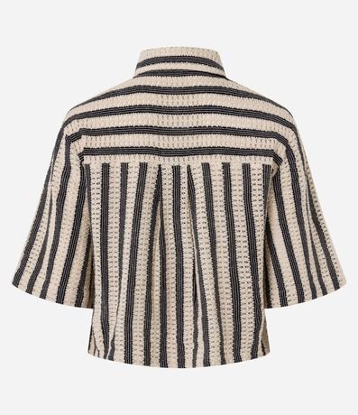 Camisa Corta con Textura y Rayas 6