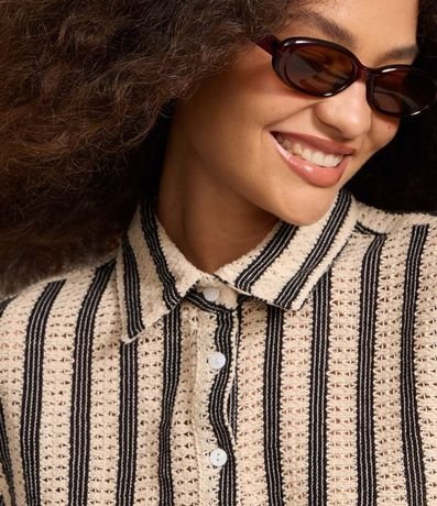 Camisa Corta con Textura y Rayas 3