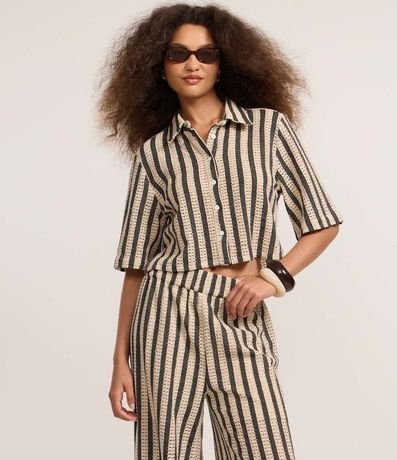 Pantalón Recto en Punto con Rayas y Cintura Elástica 2