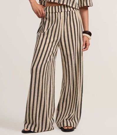 Pantalón Recto en Punto con Rayas y Cintura Elástica 3