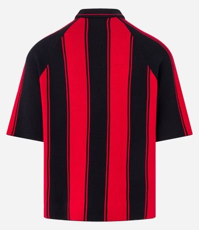 Camisa Polo Boxy Sportcore en Punto con Estampa Rayada y Lettering 11