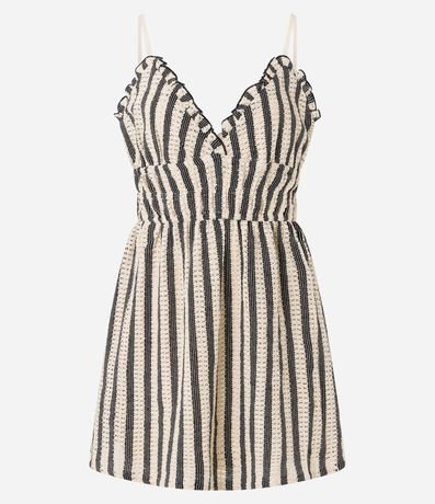 Vestido Corto en Punto con Rayas y Perforaciones 4