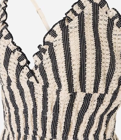 Vestido Corto en Punto con Rayas y Perforaciones 5