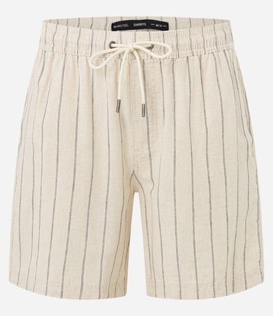 Bermuda en Tricolina con Estampa de Rayas Rústicas 5