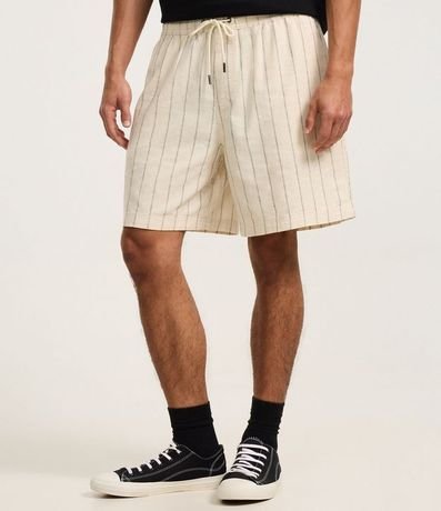 Bermuda en Tricolina con Estampa de Rayas Rústicas 2