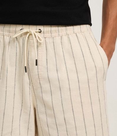 Bermuda en Tricolina con Estampa de Rayas Rústicas 3