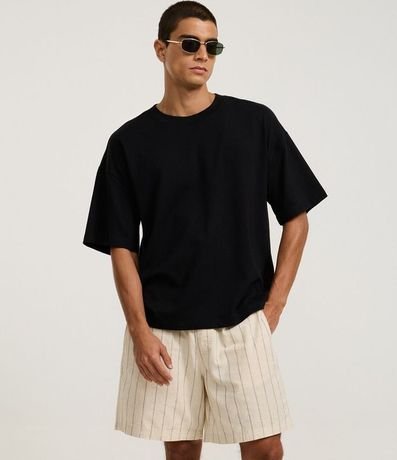 Bermuda en Tricolina con Estampa de Rayas Rústicas 4