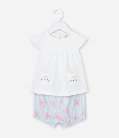 Conjunto Infantil con Estampa de Lazos y Bolsillo de Animalito - Talle 0 a 18 Meses 2