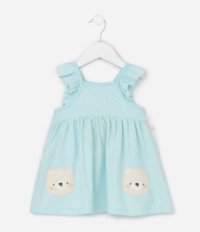 Vestido Infantil con Estampa de Lunares Osos y Bombacha - Tam  0 a 18 meses 3