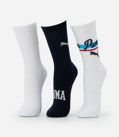 Kit 03 Medias Caña Larga College Puma