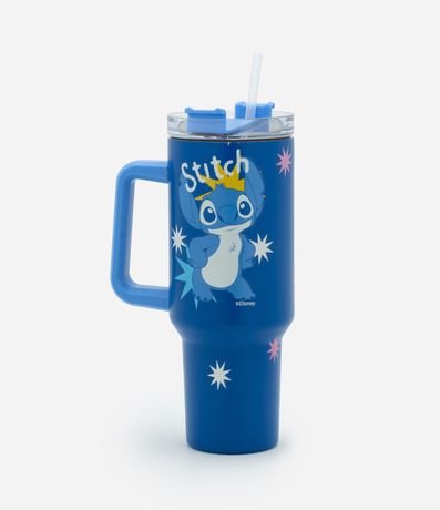 Vaso de Metal con Pajita Estampa de Stitch y Angel 1,2L