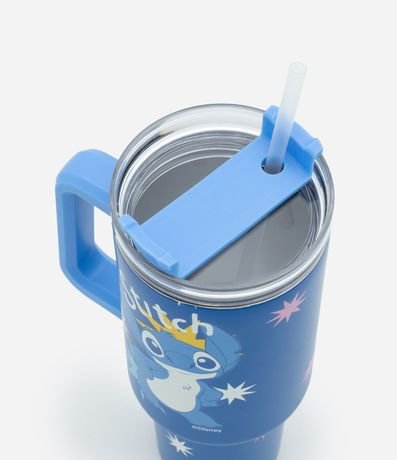 Vaso de Metal con Pajita Estampa de Stitch y Angel 1,2L 2