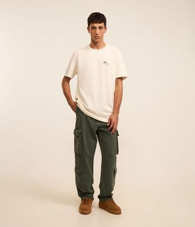 Pantalón Baggy en Sarga con Bolsillos Cargos